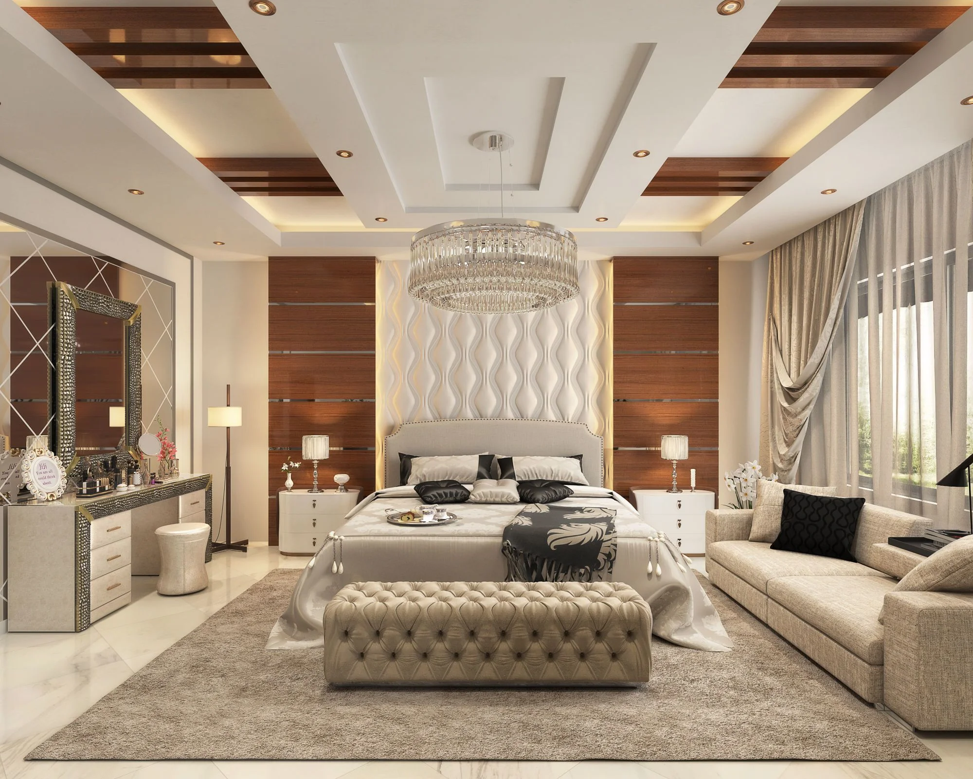 Exclusive Bedroom With Ceilling Decoration